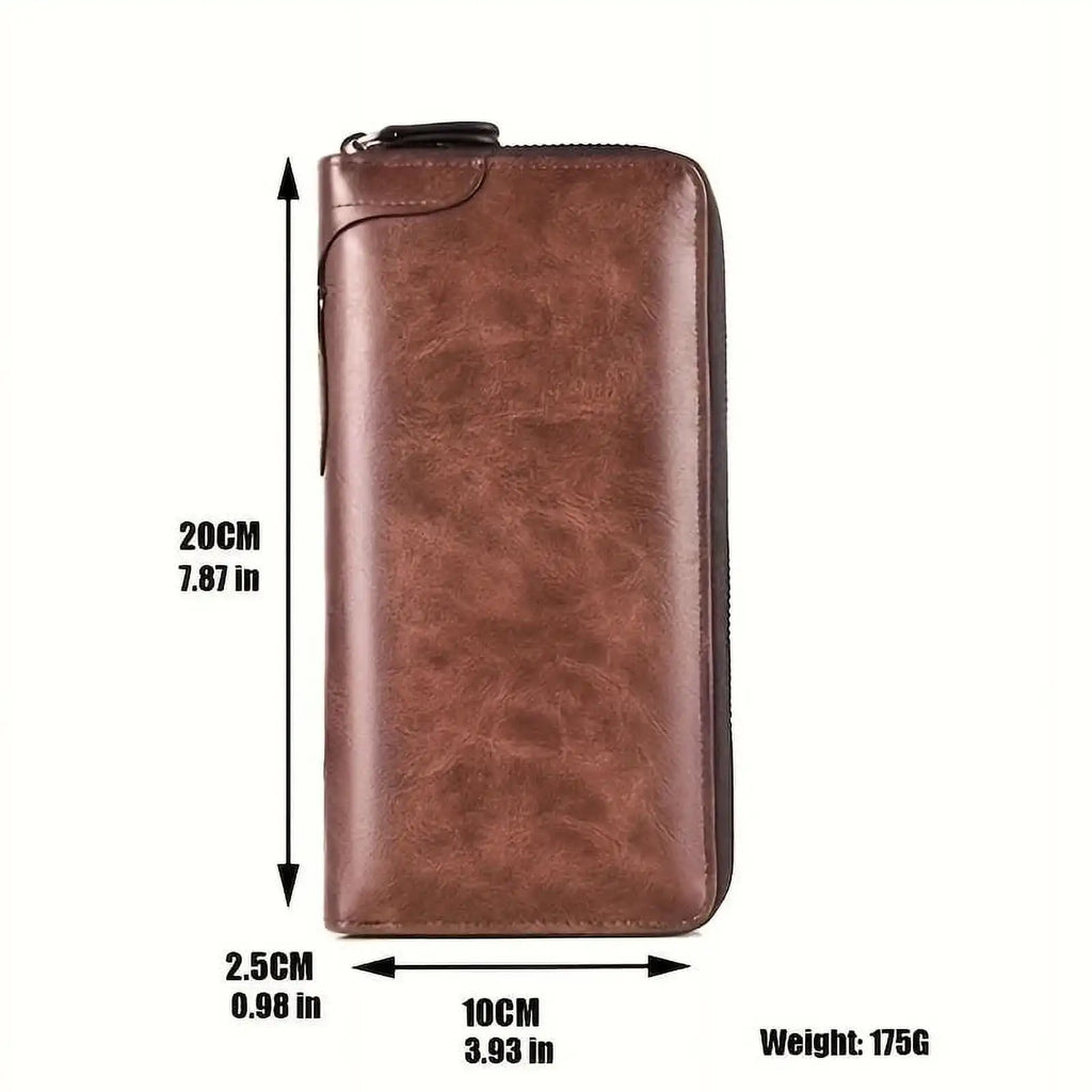 Men's Long Zipper Wallet High Quality Pu Leather RFID Business Handbag Clutches